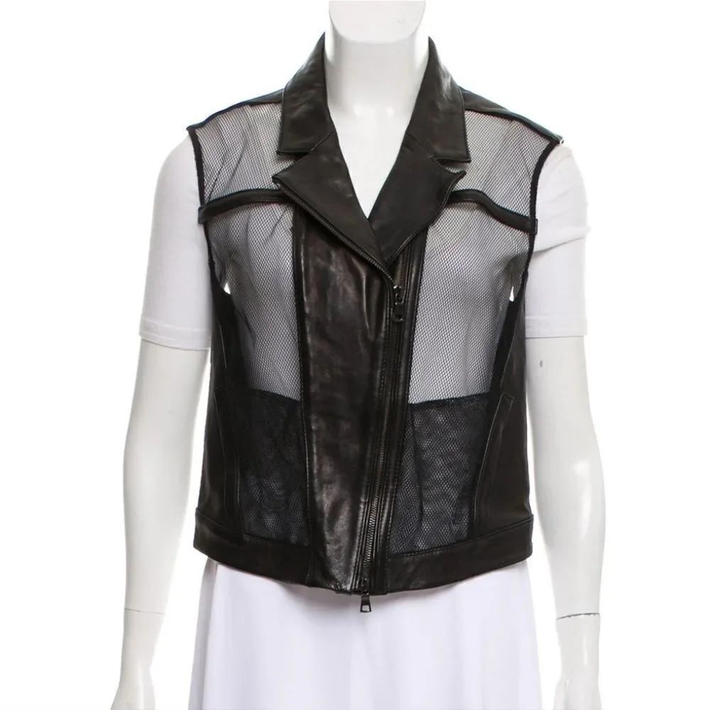 Ohne Titel Leather-Blend Mesh Vest size 8